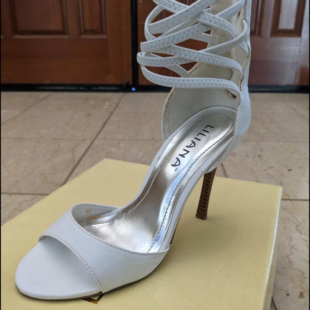White Heels with Ankle Detail